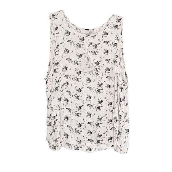 Free People Top Women’s White Black Look Through Keyhole Sleeveless Tank Small - Picture 3 of 11